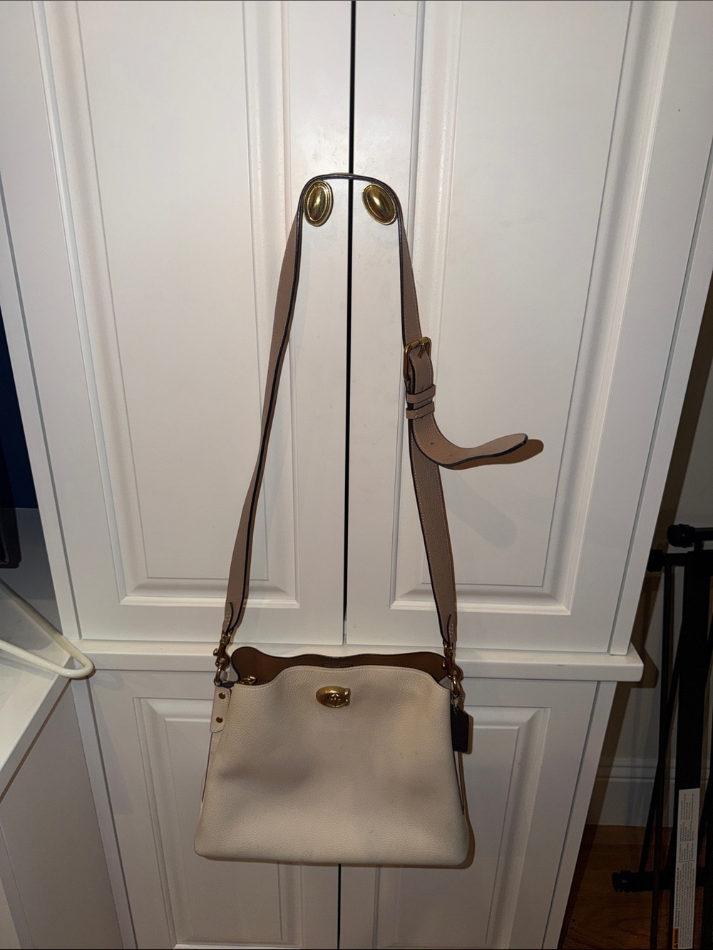 Coach Cream and Taupe Leather Crossbody Bag